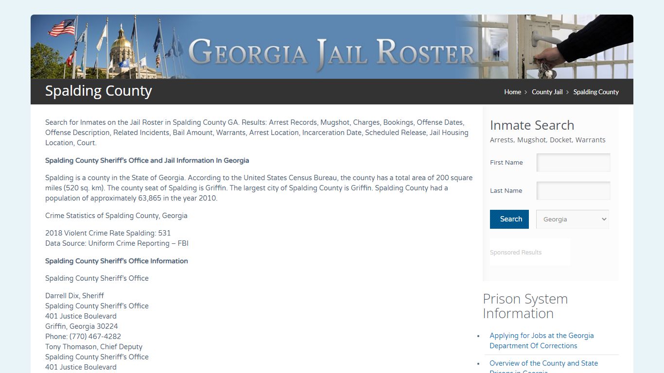 Spalding County | Georgia Jail Inmate Search